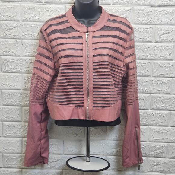 YOKI womens jacket l’m Fly Mesh PU Zip-Up Moto Jacket Medium - Picture 1 of 8